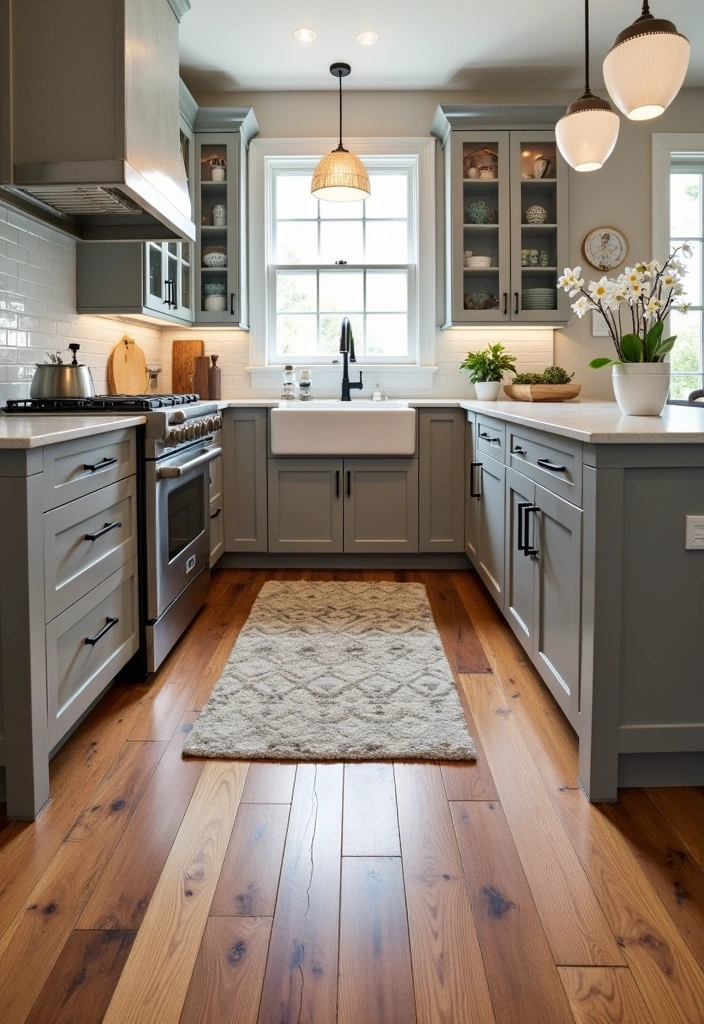 22+ Moody Farmhouse Kitchen Ideas - 12. Rustic Flooring