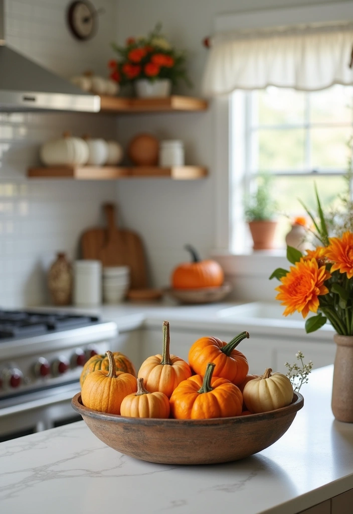 22+ Moody Farmhouse Kitchen Ideas - 15. Seasonal Decor