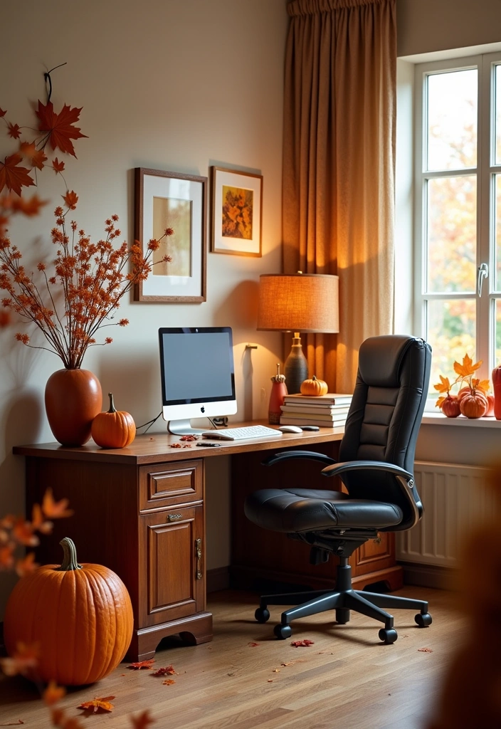 22+ Nature-Infused Office Setups Ideas - 13. Seasonal Decor Changes