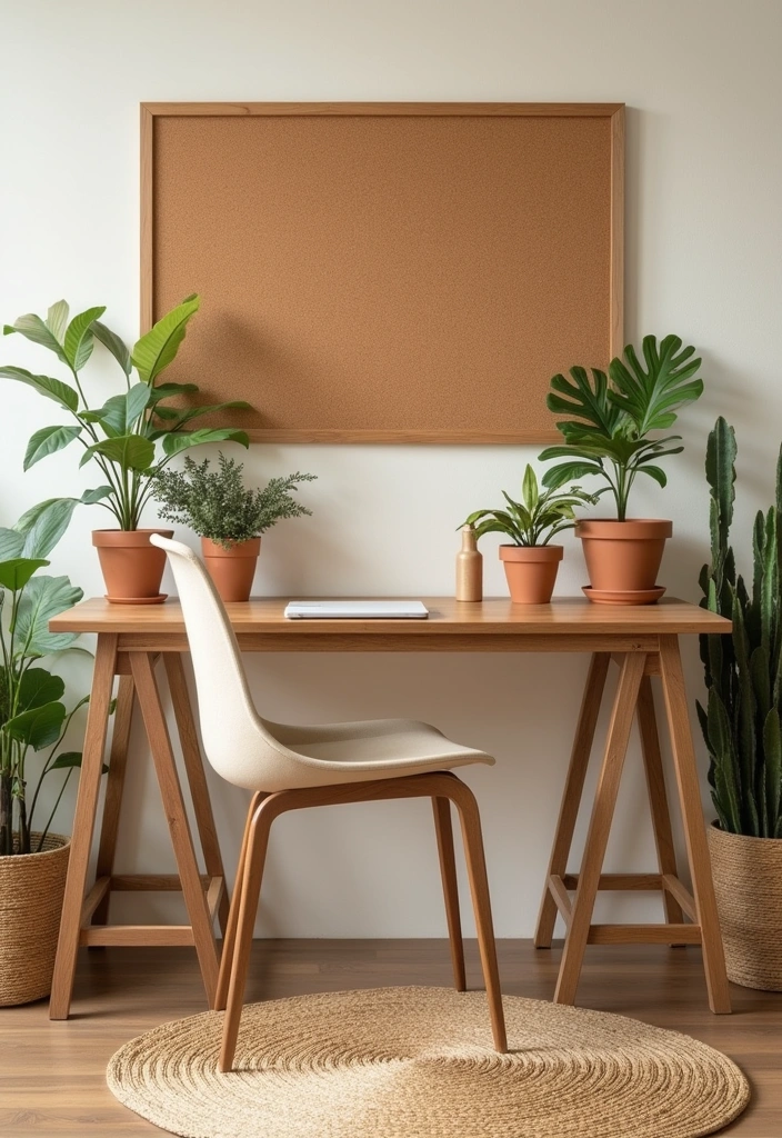 22+ Nature-Infused Office Setups Ideas - 2. Earthy Tones and Textures