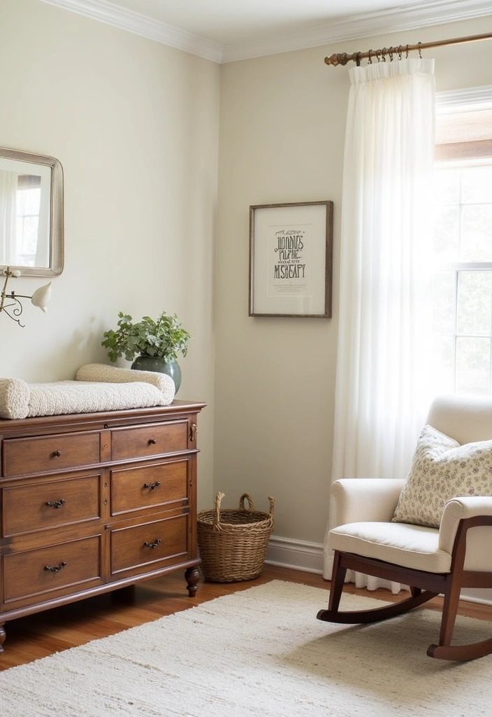 22+ Neutral Nursery Ideas: Embrace Soft Colors for Your Baby Room - 7. Vintage Charm with Modern Touches