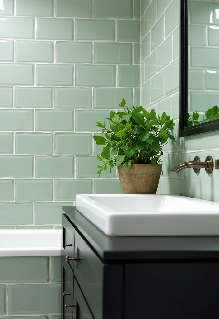 22+ Stunning Sage Green Bathroom Ideas - 1. Elegant Sage Green Tiles