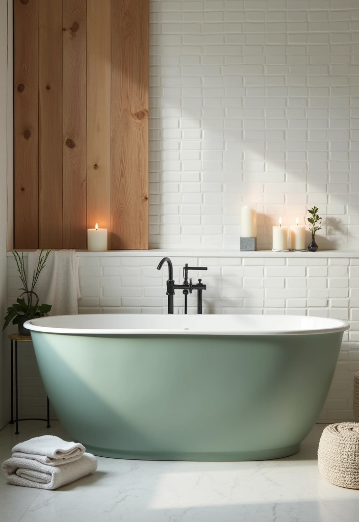 22+ Stunning Sage Green Bathroom Ideas - 7. Sage Green Bathtub