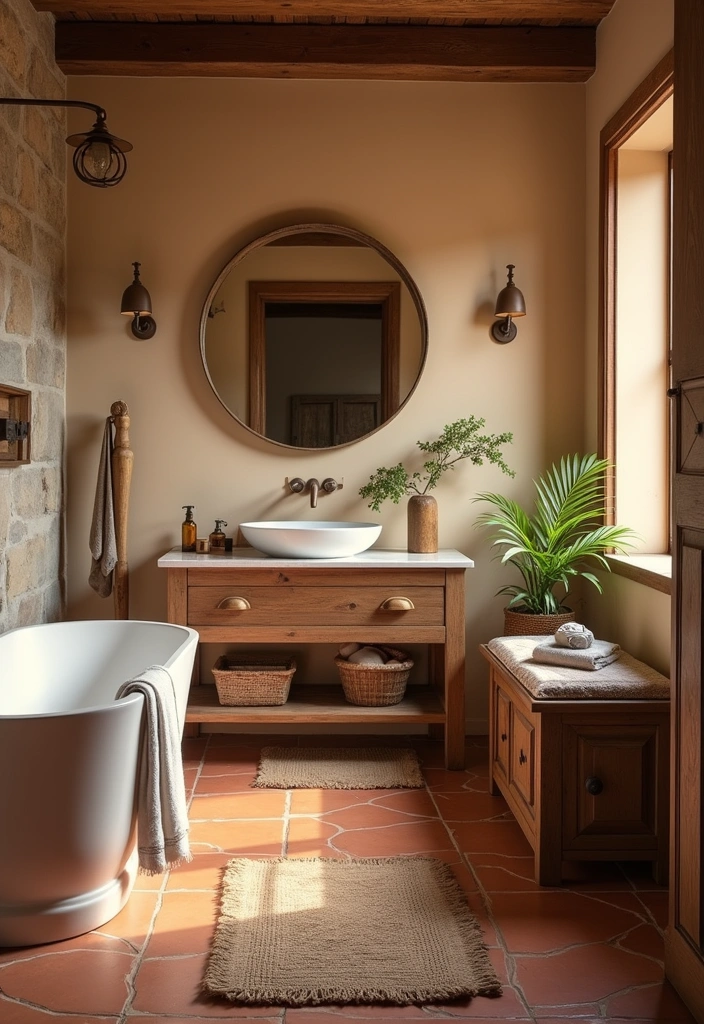 23+ Bathroom Tile Ideas to Transform Your Space - 10. Rustic Tiles