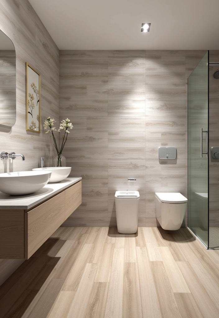 23+ Bathroom Tile Ideas to Transform Your Space - 11. Waterproof Vinyl Tiles