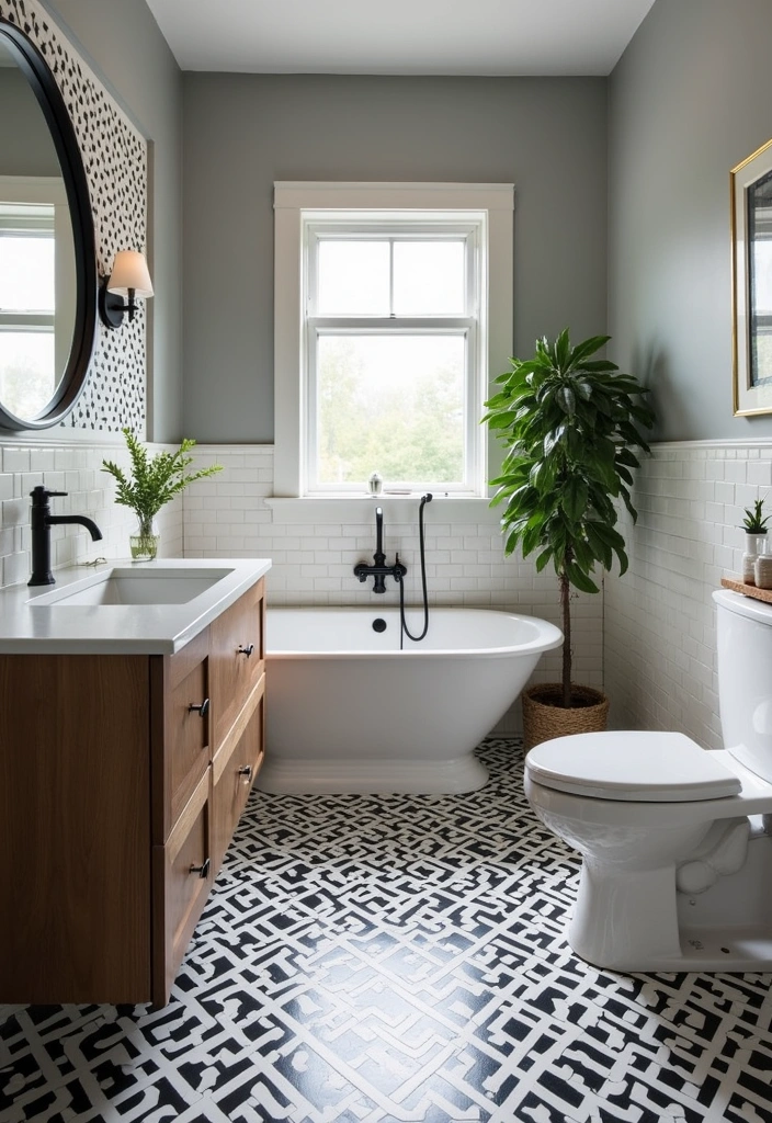 23+ Bathroom Tile Ideas to Transform Your Space - 6. Geometric Patterns
