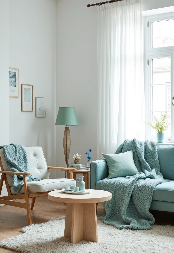 23+ Blue and Green Living Room Ideas - 11. Scandinavian Simplicity