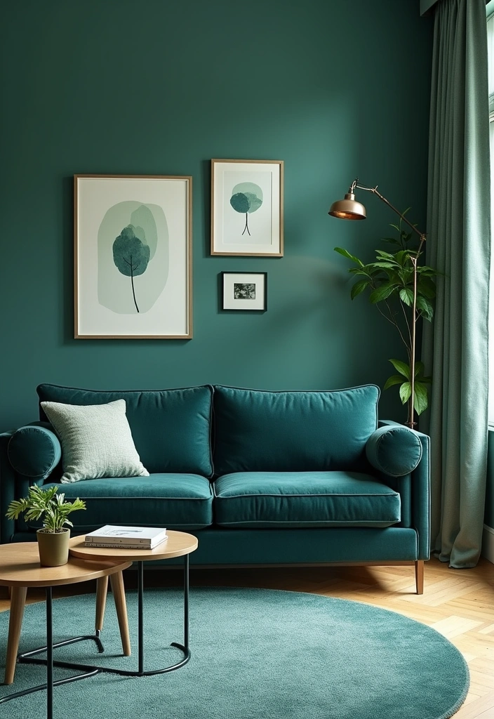 23+ Blue and Green Living Room Ideas - 9. Monochromatic Magic