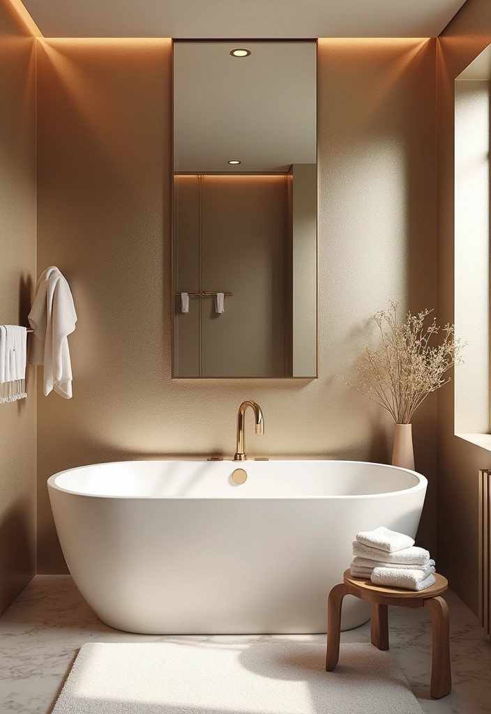 23+ Bold and Beautiful Bathroom Wallpaper Ideas - 14. Elegant Metallics