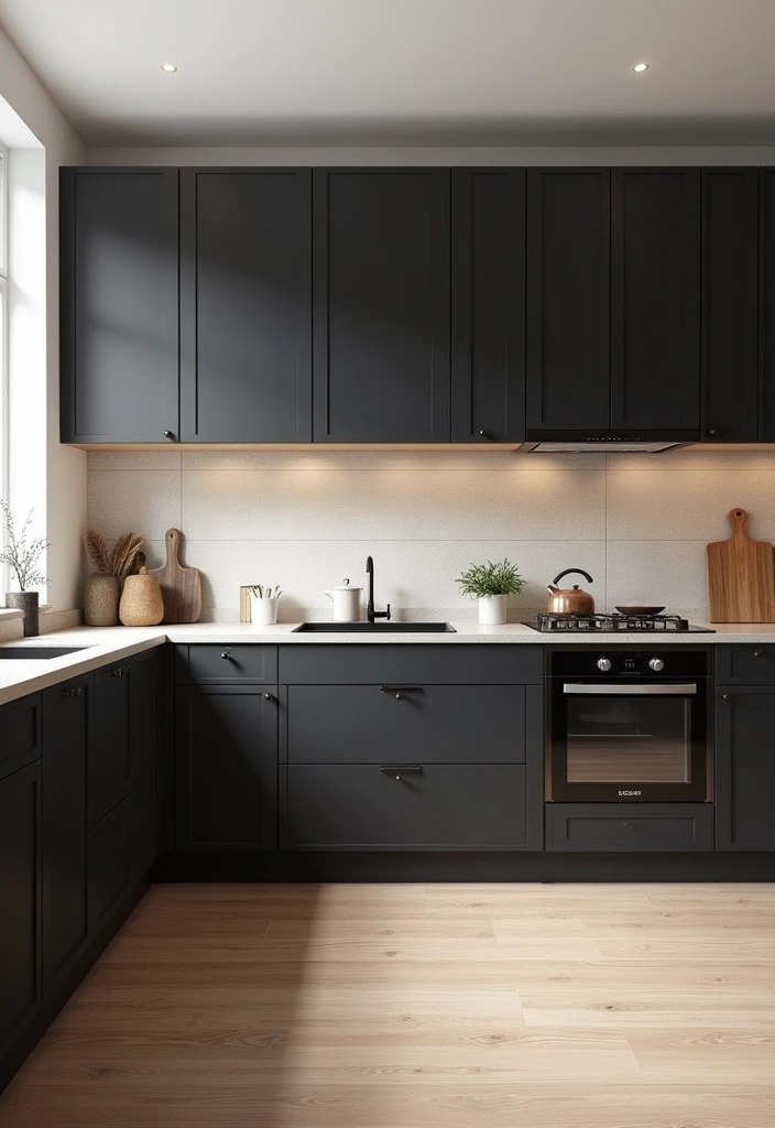23+ Chic Black Kitchen Cabinet Ideas - 16. Scandinavian Simplicity