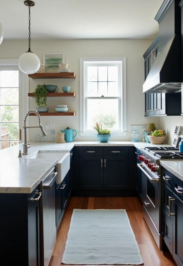 23+ Chic Black Kitchen Cabinet Ideas - 17. Coastal Vibes