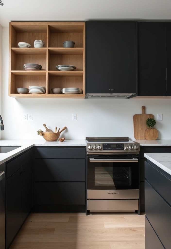 23+ Chic Black Kitchen Cabinet Ideas - 2. Matte Black Minimalism