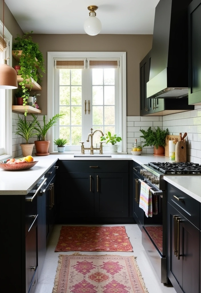 23+ Chic Black Kitchen Cabinet Ideas - 3. Contrast with White