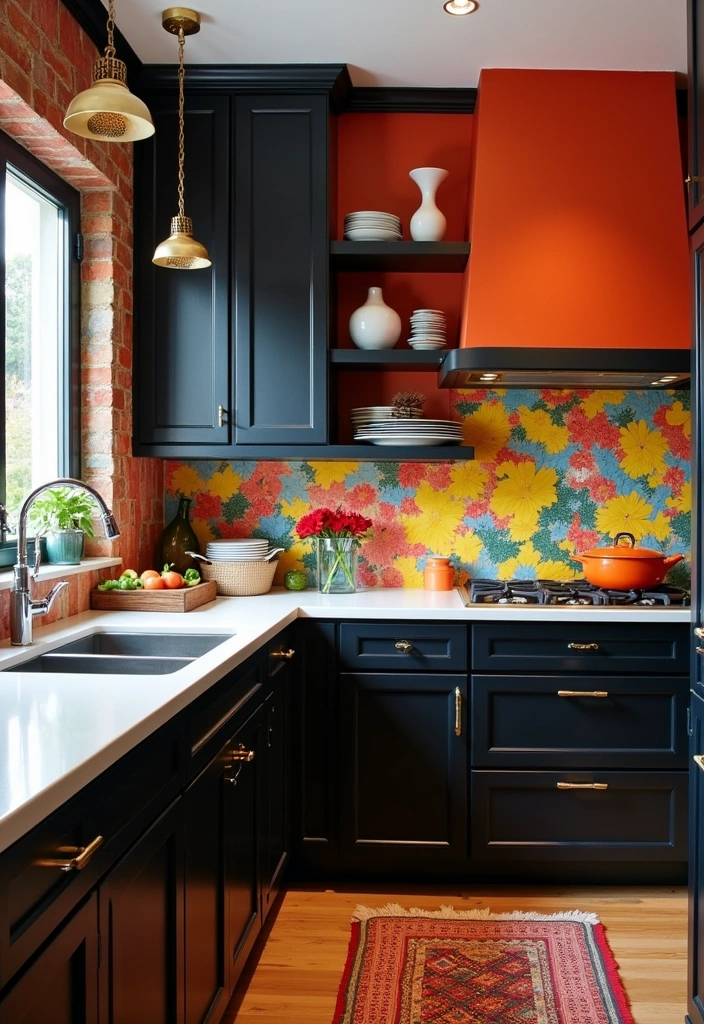 23+ Chic Black Kitchen Cabinet Ideas - 5. Bold Accents
