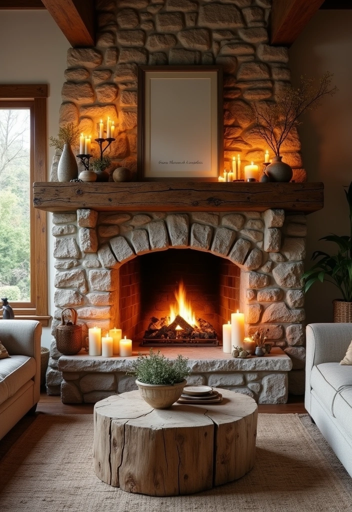 23+ Earthy Living Room Ideas - 11. Cozy Fireplaces
