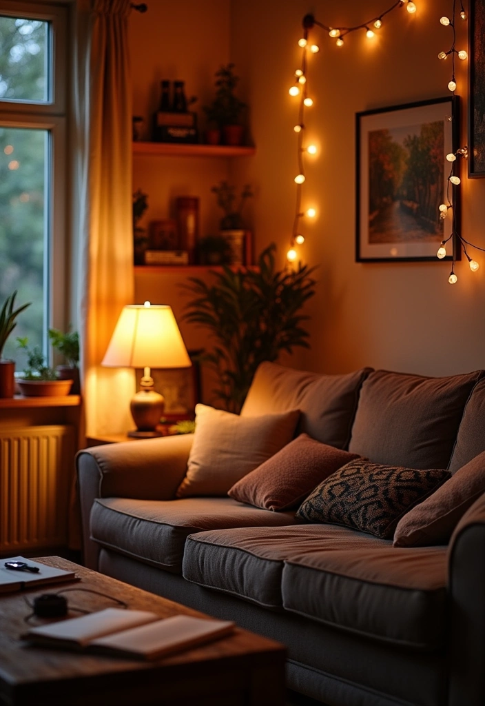 23+ Earthy Living Room Ideas - 13. Soft Lighting