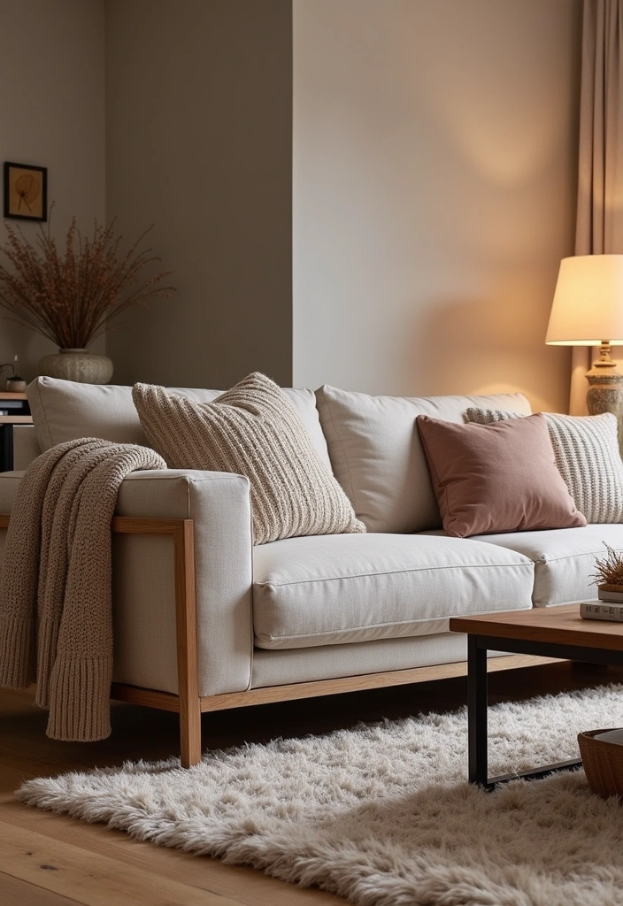 23+ Earthy Living Room Ideas - 3. Cozy Textures