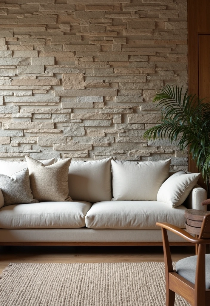 23+ Earthy Living Room Ideas - 8. Textured Walls