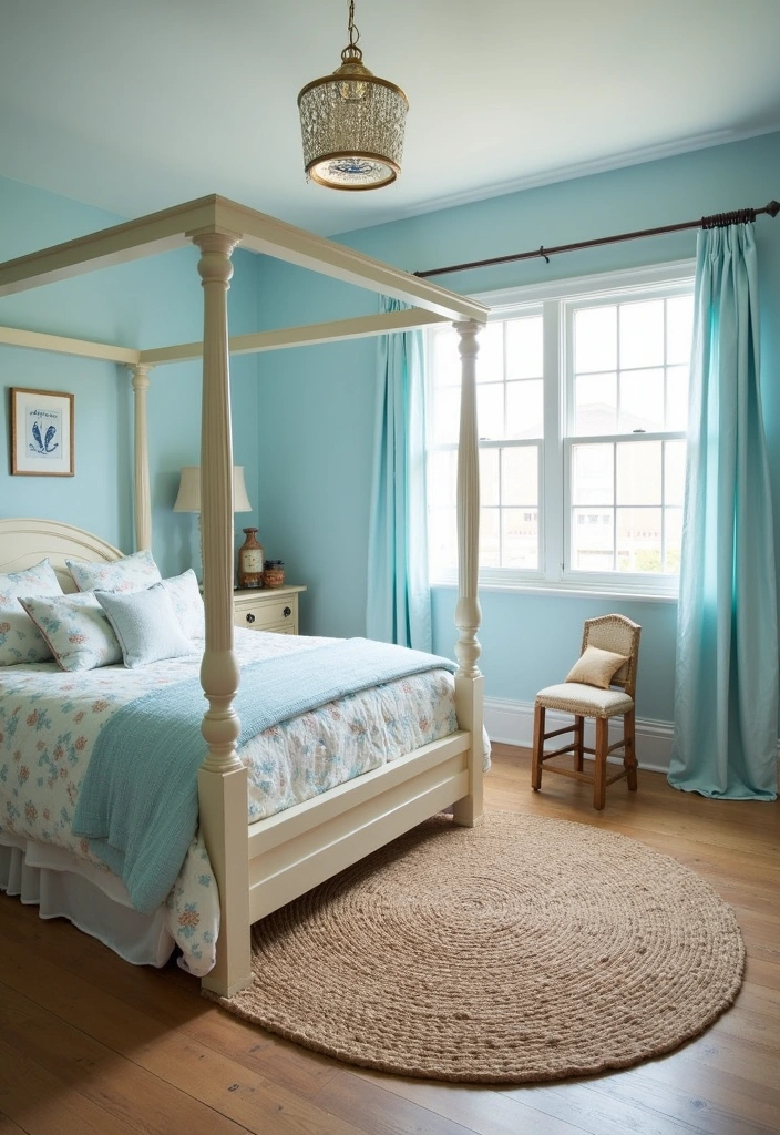 23+ Fresh Elegant Blue and Cream Bedroom Ideas - 1. Coastal Breeze Retreat