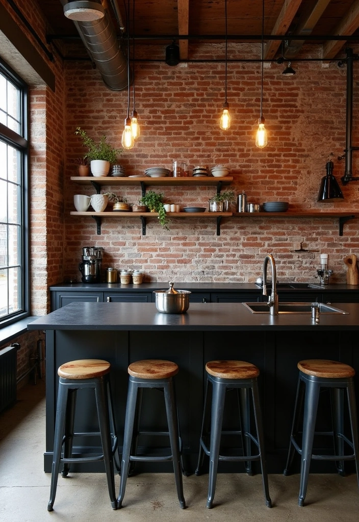 23+ Kitchens With Black Worktops for a Modern Look Ideas - 2. Bold Industrial Style