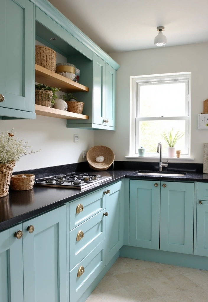 23+ Kitchens With Black Worktops for a Modern Look Ideas - 7. Coastal Chic