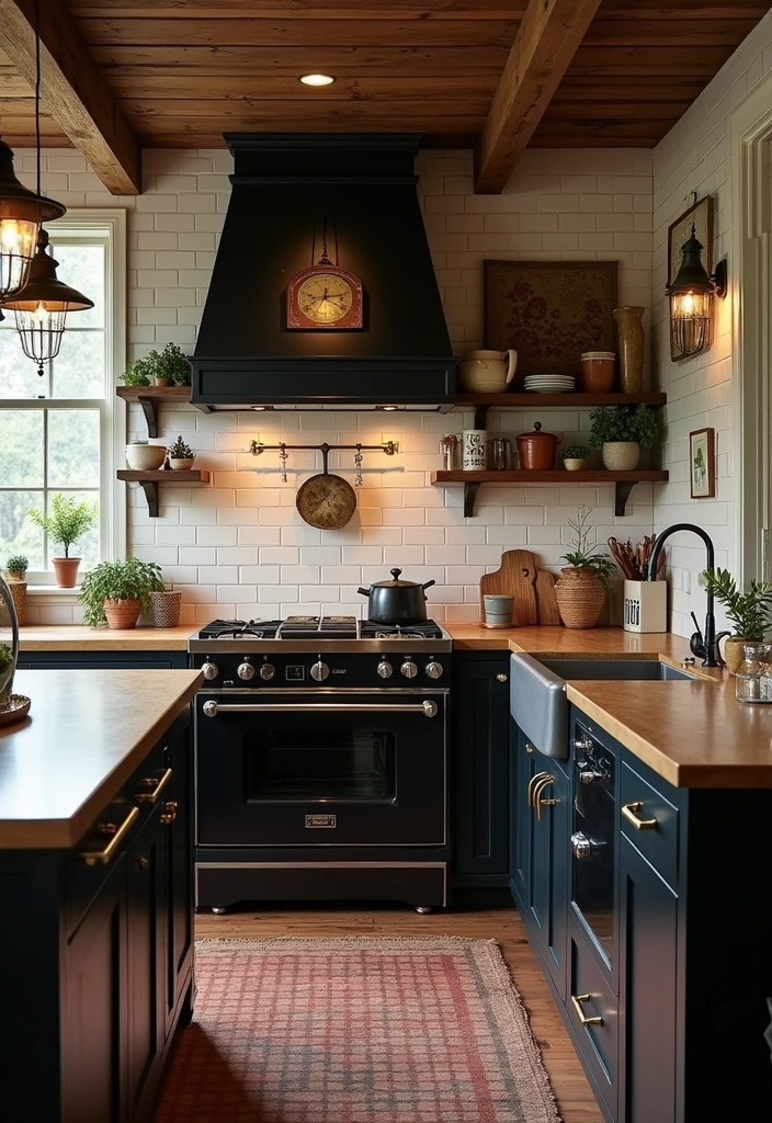 23+ Kitchens With Black Worktops for a Modern Look Ideas - 8. Vintage Elegance