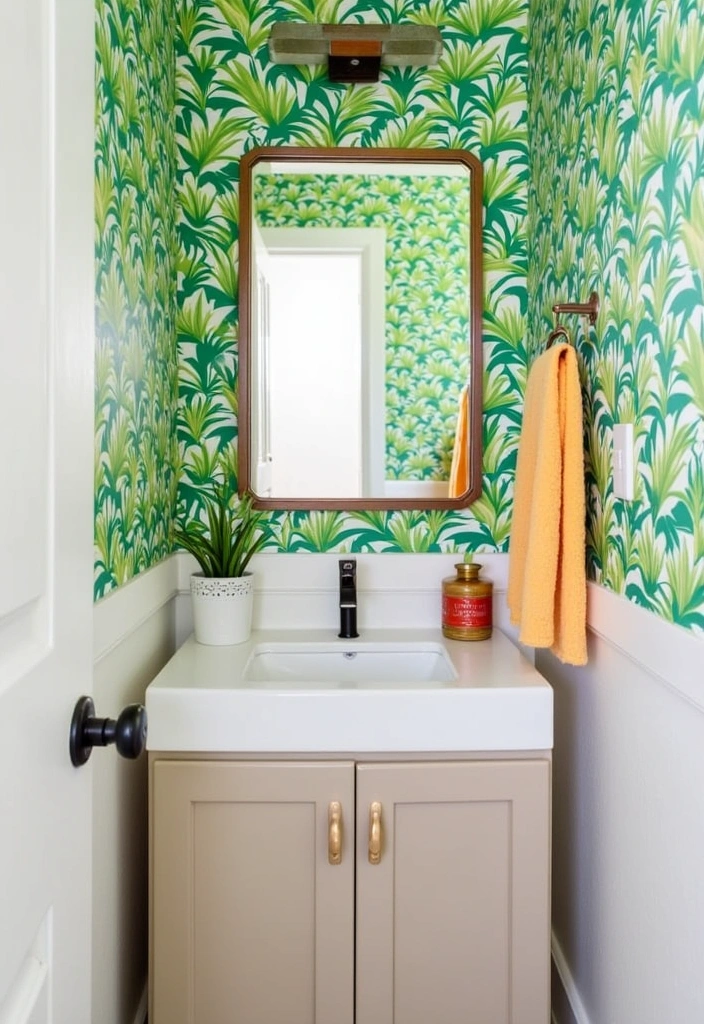 23+ Powder Room Ideas For Small Space - 2. Bold Wallpaper