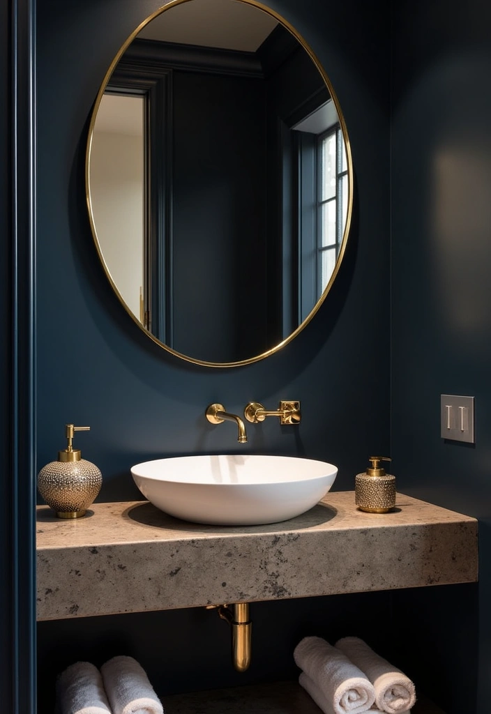 23+ Powder Room Ideas For Small Space - 5. Luxe Metallics