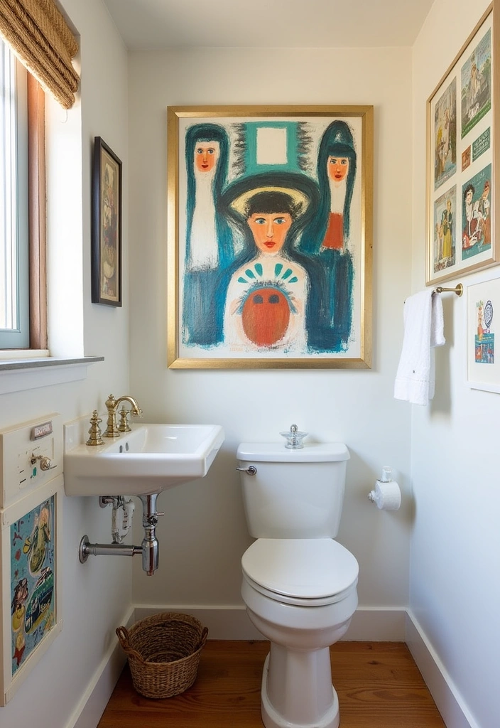 23+ Powder Room Ideas For Small Space - 9. Artistic Touch