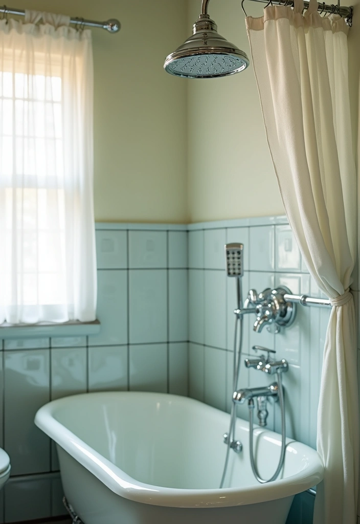 23+ Retro Bathroom Ideas: Unique Fixtures & Accents - 10. Retro Showerheads: A Splash of Nostalgia