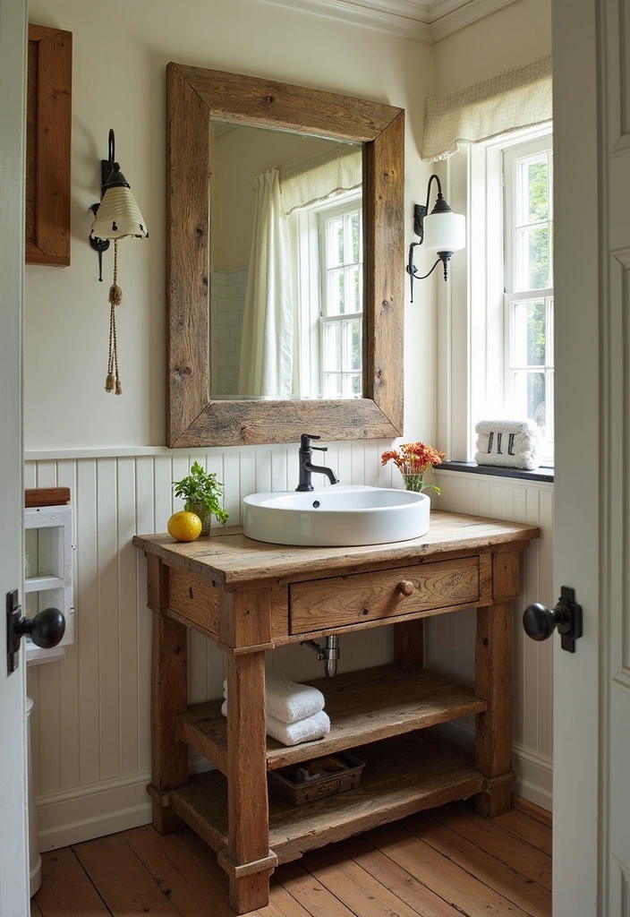 23+ Retro Bathroom Ideas: Unique Fixtures & Accents - 19. Repurposed Elements: Sustainable Retro Decor