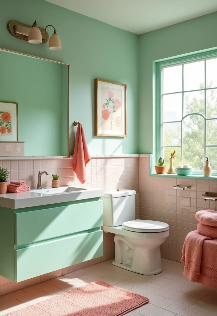 23+ Retro Bathroom Ideas: Unique Fixtures & Accents - 20. Accent Colors: Pop of Personality