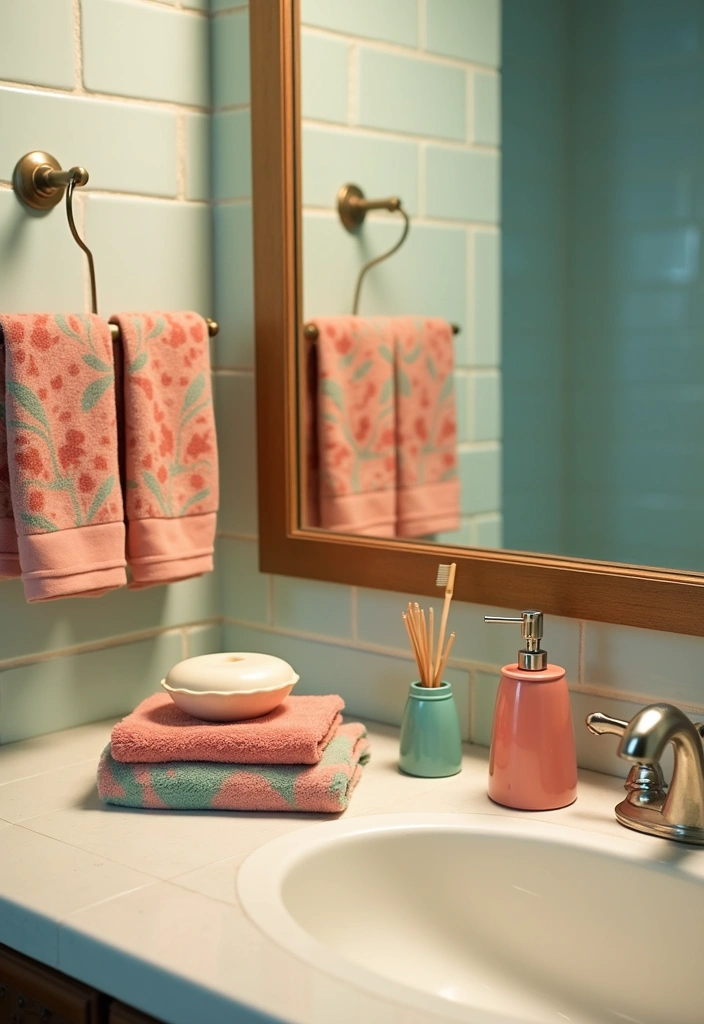 23+ Retro Bathroom Ideas: Unique Fixtures & Accents - 9. Retro Accessories: Small Touches, Big Impact