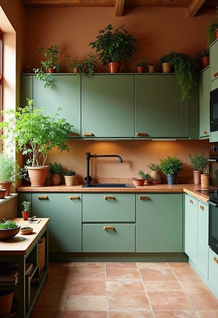 23+ Sage Green Kitchen Ideas: A Fresh Take on Interior Decor - 11. Earthy Tones with Sage Green Accents