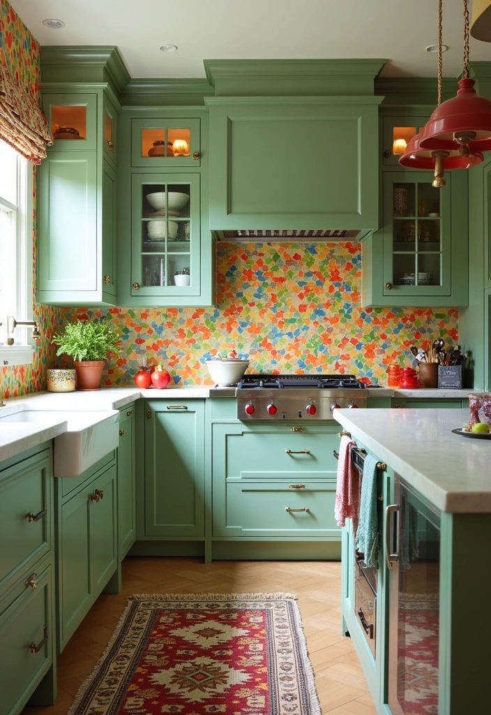 23+ Sage Green Kitchen Ideas: A Fresh Take on Interior Decor - 12. Bold Patterns with Sage Green