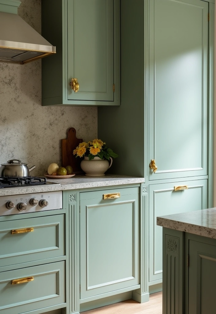 23+ Sage Green Kitchen Ideas: A Fresh Take on Interior Decor - 13. Sage Green with Gold Accents