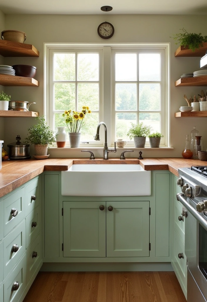 23+ Sage Green Kitchen Ideas: A Fresh Take on Interior Decor - 2. Rustic Charm with Sage Green Shaker Cabinets