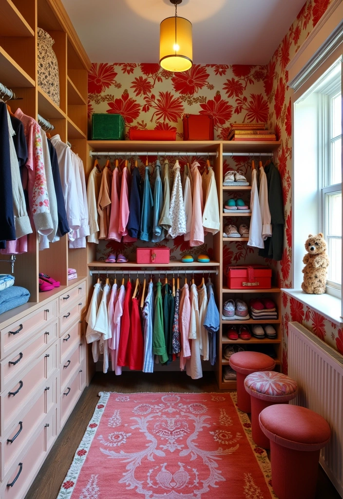 23+ Walk-in Closet and Wardrobe Ideas to Transform Your Space - 15. Bold Wallpapers