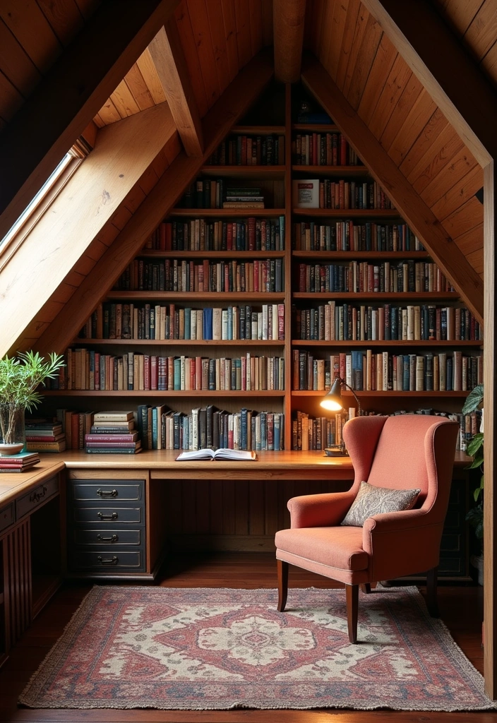 24+ Chic and Functional Attic Office Ideas - 12. Personal Library Office