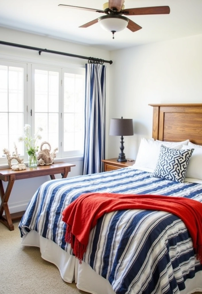 24+ Coastal Bedroom Ideas: Embrace Beachy Vibes at Home - 2. Nautical Stripes
