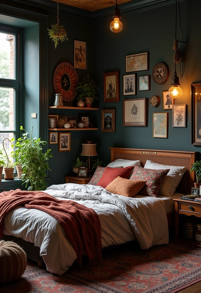 24+ Dark Boho Bedroom Ideas - 13. Personal Touches