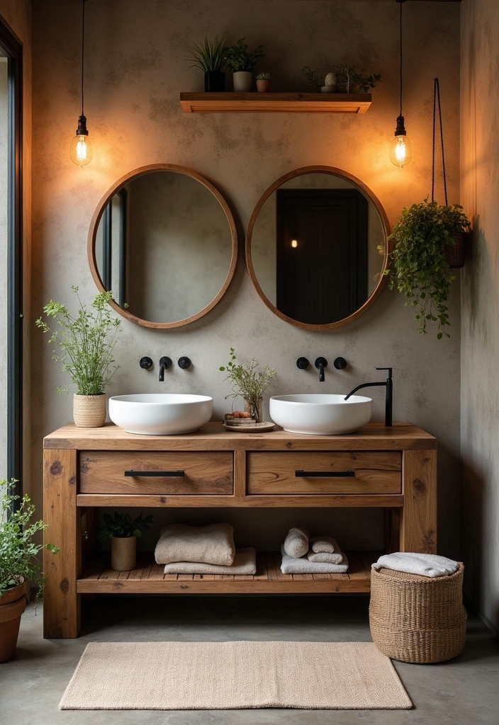 24+ Earthy Bathroom Ideas - 1. Natural Wood Accents