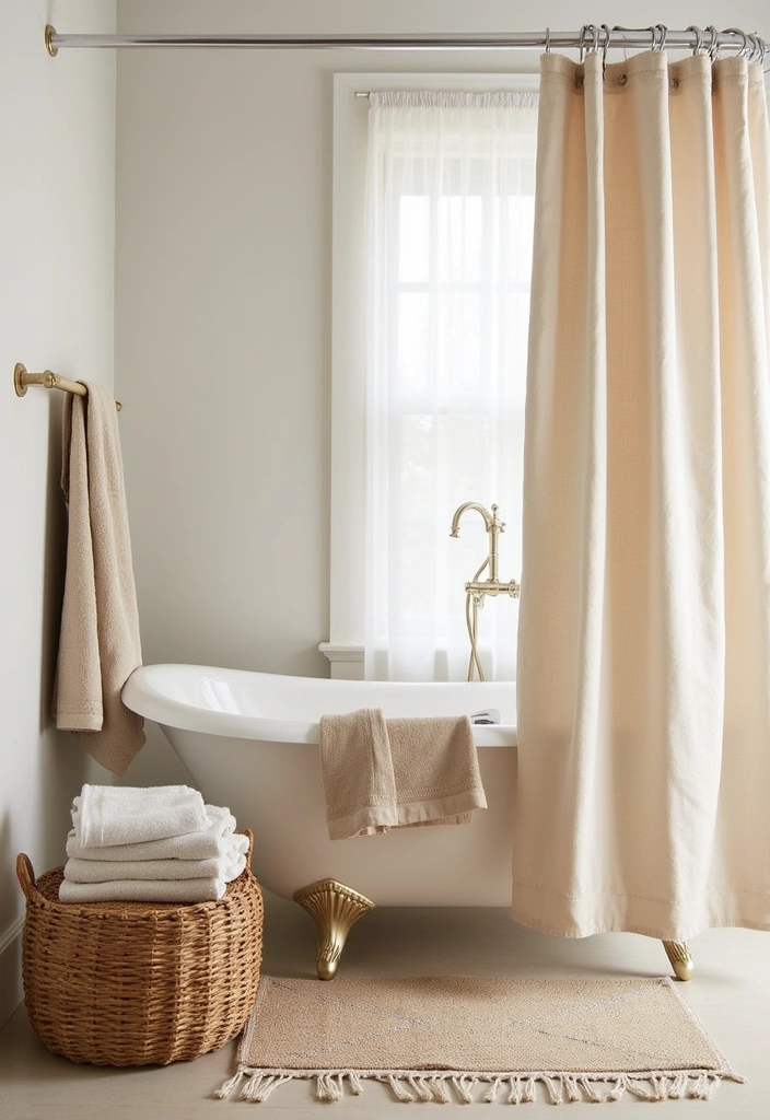 24+ Earthy Bathroom Ideas - 4. Organic Textiles