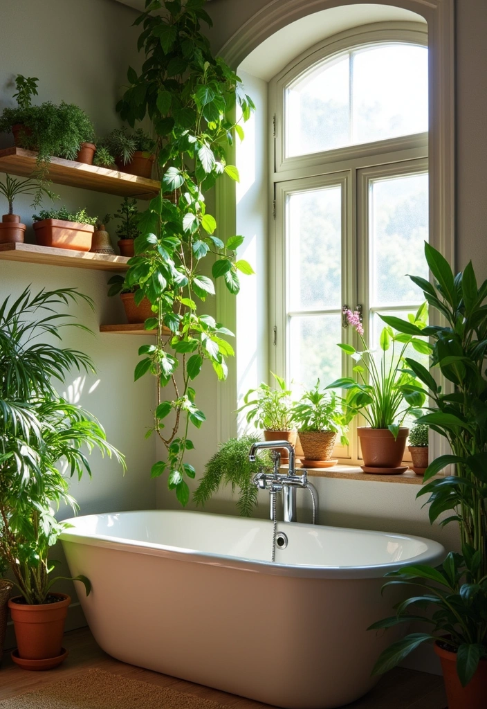 24+ Earthy Bathroom Ideas - 5. Indoor Plants