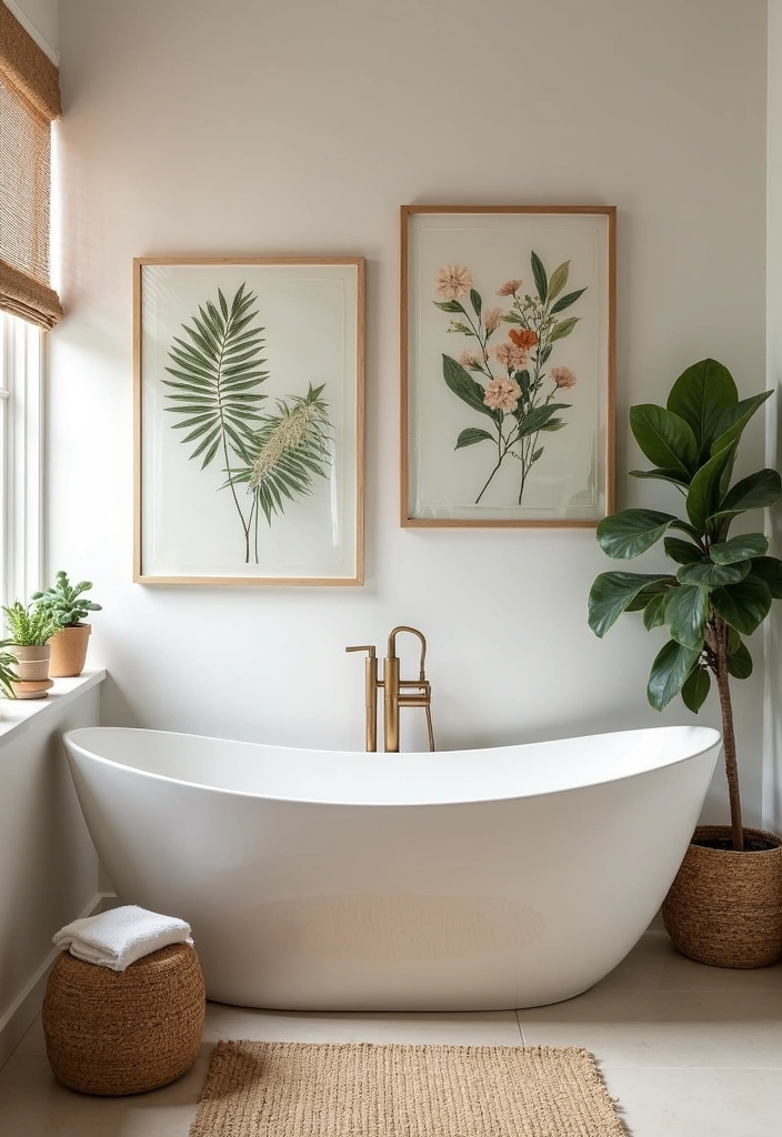 24+ Earthy Bathroom Ideas - 8. Earthy Wall Art