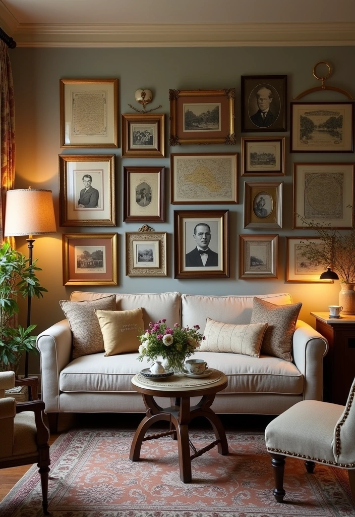 24+ Gallery Wall Ideas to Transform Your Home Decor - 5. Vintage Charm