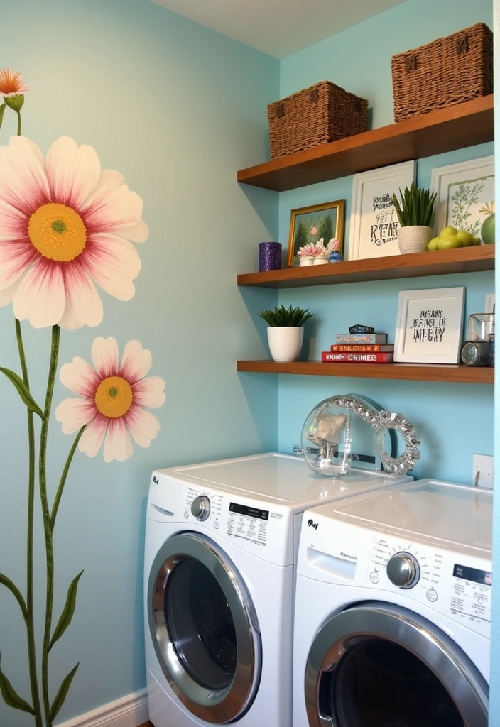 24+ Laundry Room Ideas to Elevate Your Home Decor - 13. Creative Wall Decor