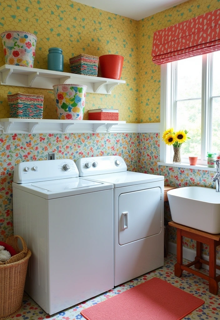 24+ Laundry Room Ideas to Elevate Your Home Decor - 17. Playful Patterns
