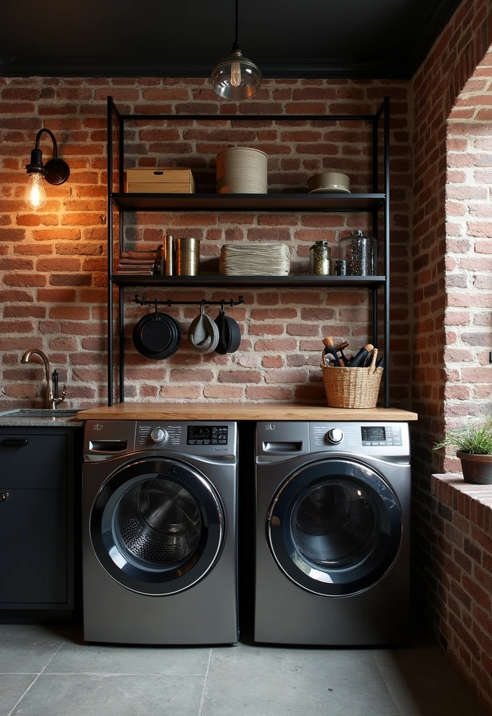 24+ Laundry Room Ideas to Elevate Your Home Decor - 9. Industrial Chic