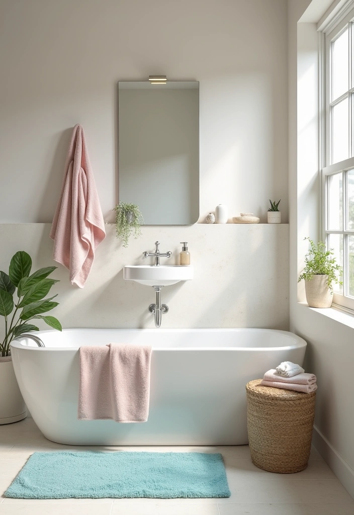 24+ Organic Modern Bathroom Ideas - 17. Soft Color Accents